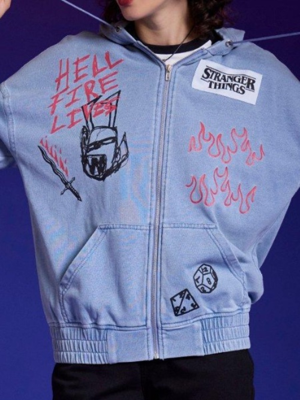 Stranger Things Hellfire Patches Hoodie Hot‎ Topic